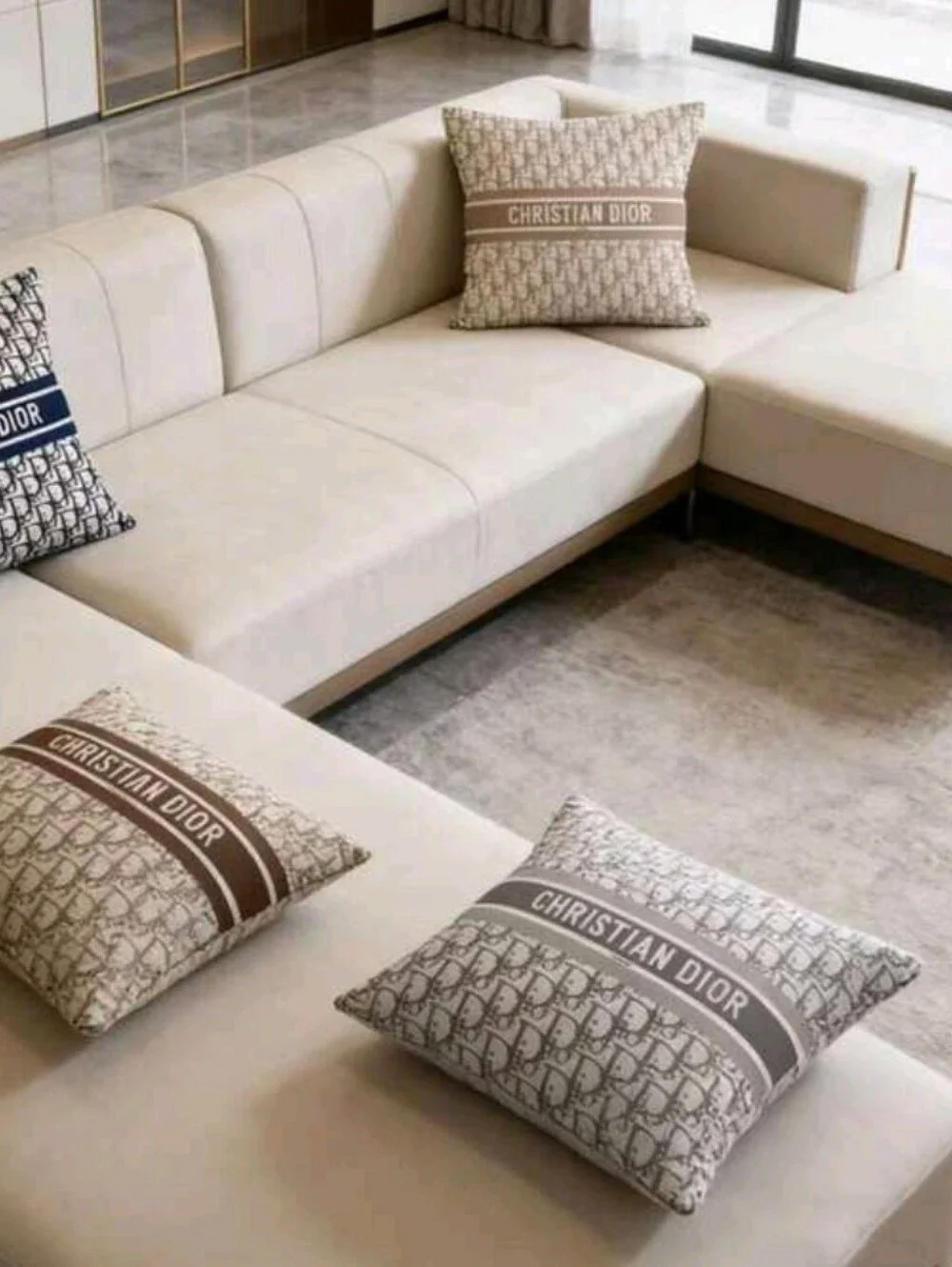 Set Of Two Logo Throw Pillow in Gray & White